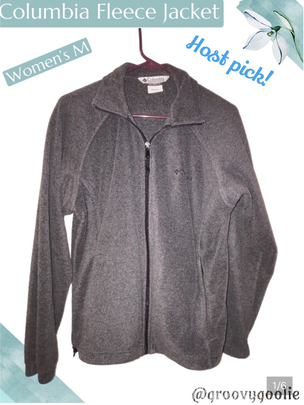 HP! Columbia Women's Charcoal Gray Full-Zip Fleece Jacket Size Medium